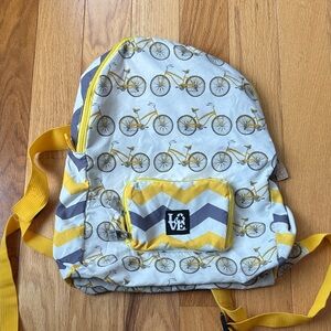 Stylish Bicycle Print Backpack in Yellow and Gray